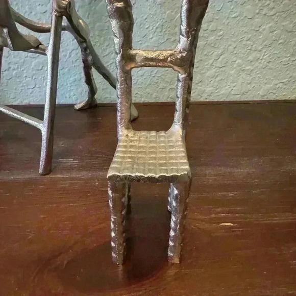 Plutus, Turre & Tagus Metal Art Sculptures Men On Ladder & Chair Set Of 3 Worker - Picture 7 of 8